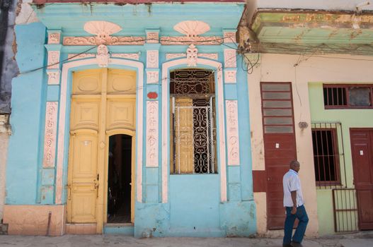 architecture cuba colors in havana DECEMBER 30.2012:Street in the old part of the city