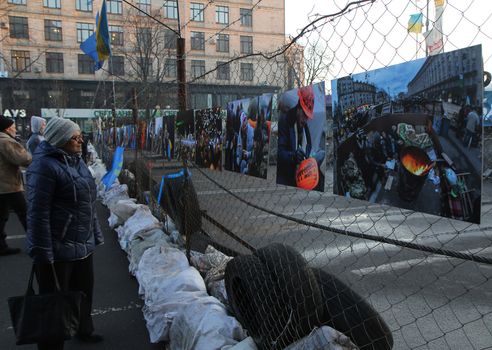 KIEV, UKRAINE - DECEMBER 24: Unidentified woman during anti-governmental and pro-European integration protests on December 24, 2013 in Kiev, Ukraine