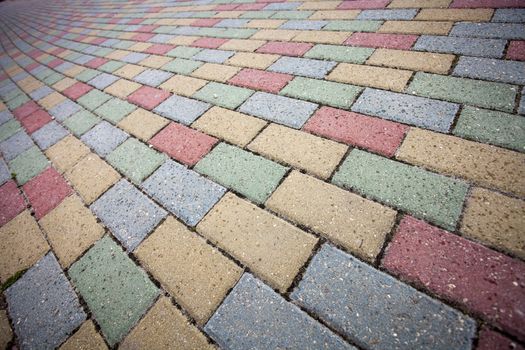 Colorful concrete brick road pavement pattern