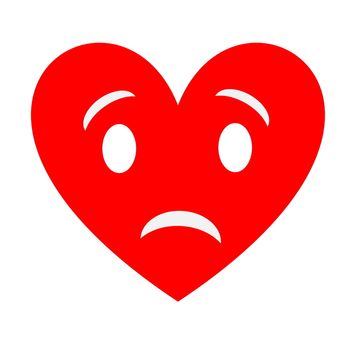 Red heart like sad smiley in white background