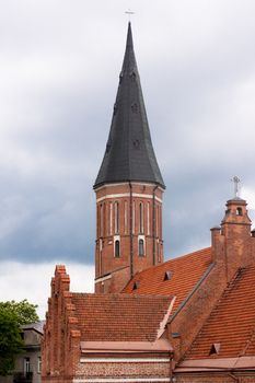 Brick red church in Kaunasin Lithuania
