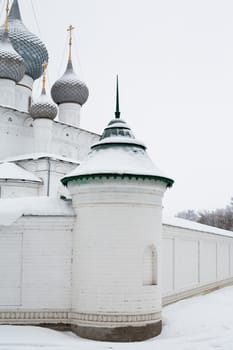 White church in winter in Uglich
