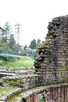 Old roman ruins in Fiesole in Italy
