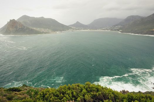 Day in a bay the covered haze. South Africa. Near of Cape Town