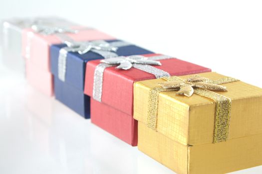 Row of little giftboxes