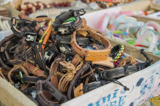 Many different bracelets in the box