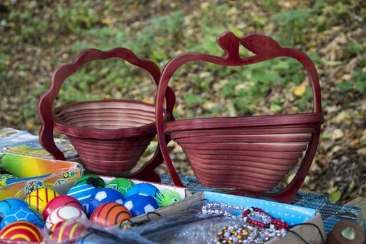 Baskets made of wood in the form of fruit
