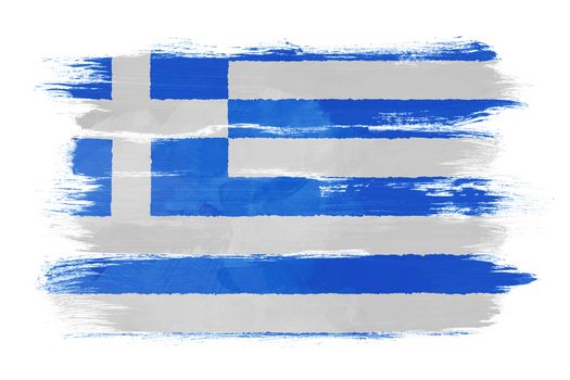 The Greek flag painted on white paper with watercolor