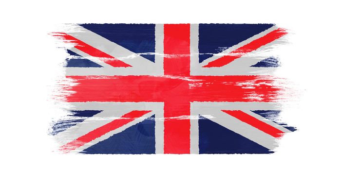 The British flag painted on white paper with watercolor