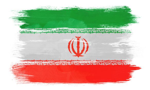 The Iranian flag painted on white paper with watercolor