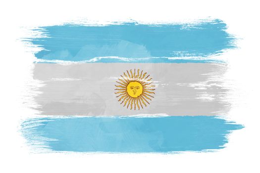 The Argentine flag painted on white paper with watercolor