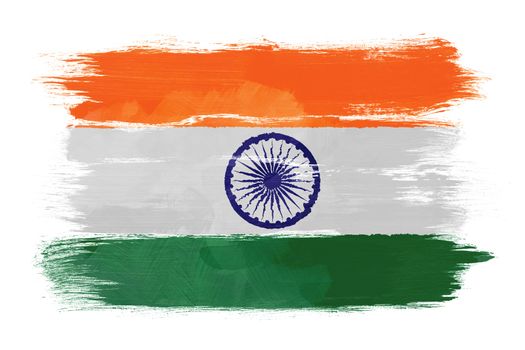 The Indian flag painted on white paper with watercolor