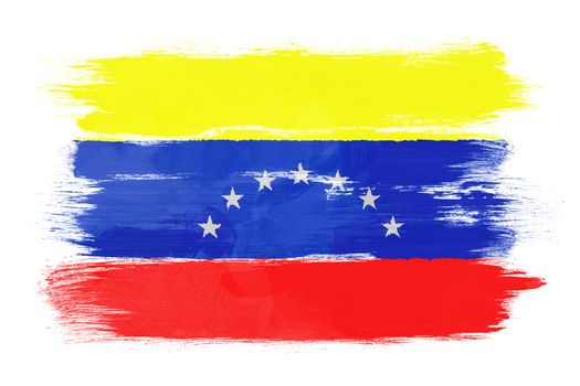 The Venezuelan flag painted on white paper with watercolor