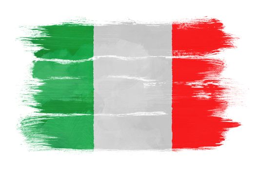 The Italian flag painted on white paper with watercolor