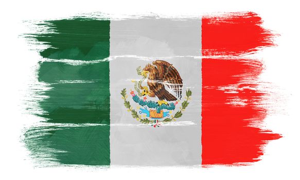 The Mexican flag painted on white paper with watercolor