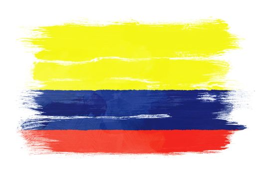 The Colombian flag painted on white paper with watercolor