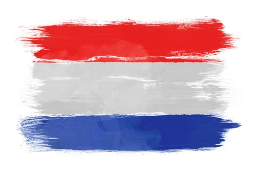 The Netherlands flag painted on white paper with watercolor