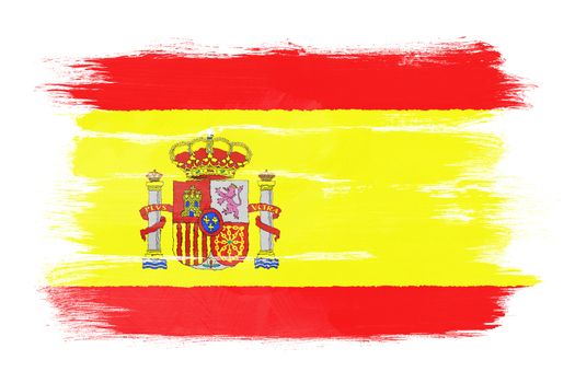 The Spanish flag painted on white paper with watercolor