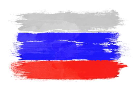 The Russian flag painted on white paper with watercolor