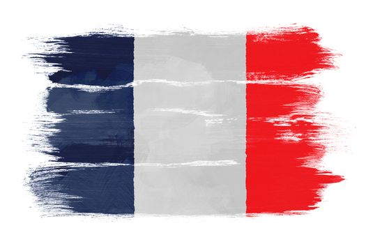 The French flag painted on white paper with watercolor