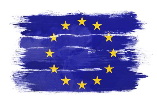 The European Union Flag painted on white paper with watercolor