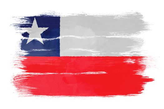 The Chile flag painted on white paper with watercolor