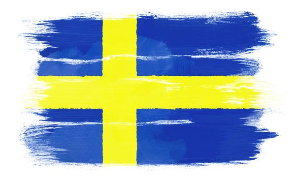 The Swedish flag painted on white paper with watercolor