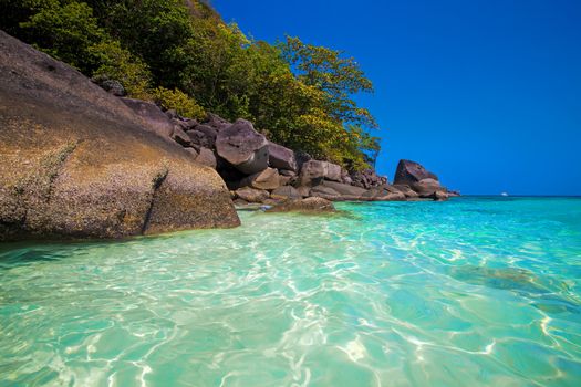 Crystal clear waters on Similan Islands in Thailand