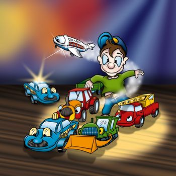 Cartoon Toys - Cheerful Background Illustration, Bitmap