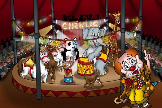 Circus Show - Cartoon Illustration, Bitmap