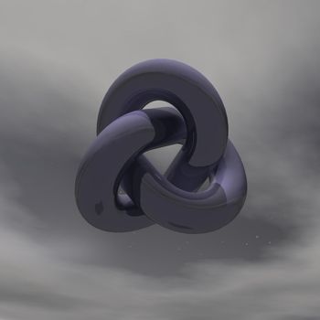 Black metallic infinity shape in dark cloudy background