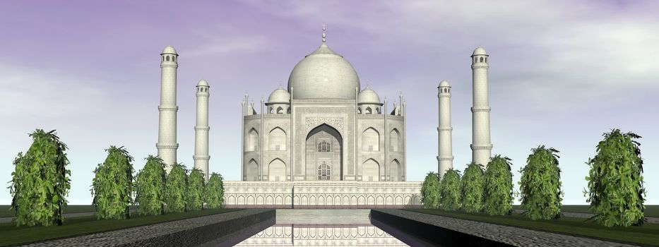 Famous Taj Mahal mausoleum and nature around, Agra, India