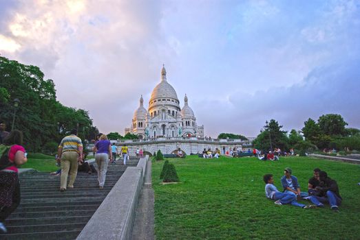 PARIS, FRANCE - August 2: The famous basilica of Sacre Coeur in Montmartre on August 2, 2008 in Paris, France