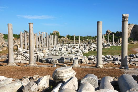 Turkey. Side. Antique ruins with columns