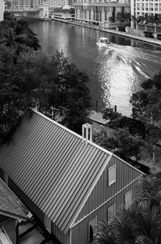 High angle view of a lake in Downtown Miami, Miami, Florida, USA