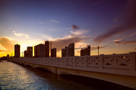 Bridge over the Atlantic ocean, Venetian Causeway, Venetian Islands, Biscayne Bay, Miami, Florida, USA