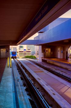 Railroad station in Downtown Miami, Miami, Florida, USA