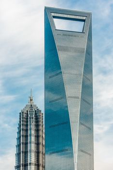 architecture details skyscrapers building Shanghai World Financial Center pudong shanghai china