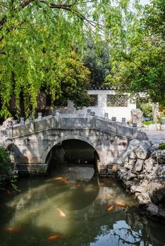 detail of the historic Yuyuan Garden created in the year 1559 by Pan Yunduan in shanghai china