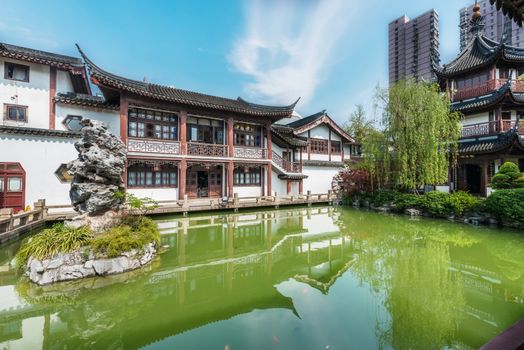 detail of Wen Miao confucian confucius temple in shanghai china popular republic