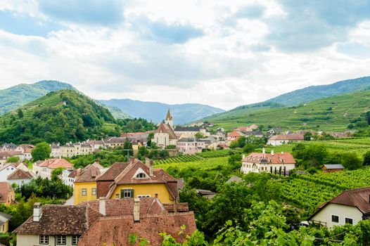 Small village witch church in wachau, lower austria