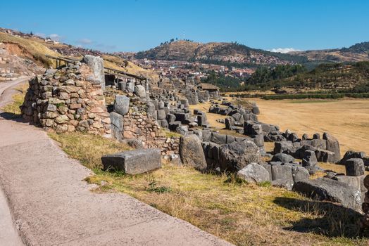 Sacsayhuaman, Incas ruins in the peruvian Andes at Cuzco Peru