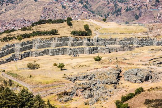 Sacsayhuaman, Incas ruins in the peruvian Andes at Cuzco Peru