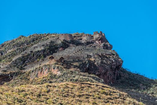 Pisac, Incas ruins in the peruvian Andes at Cuzco Peru