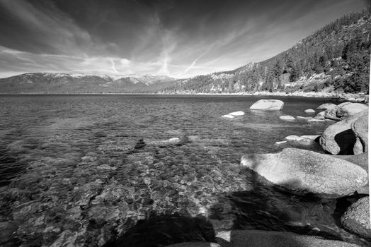 Rocks at the lakeside, Lake Tahoe, California, USA