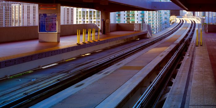 Railroad station in Downtown Miami, Miami, Florida, USA