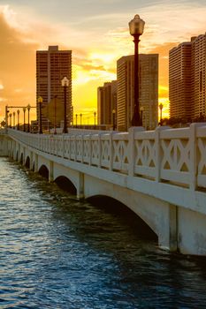 Bridge over the Atlantic ocean, Venetian Causeway, Venetian Islands, Biscayne Bay, Miami, Florida, USA