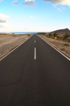 Lonely Road in the Desert Tenerife Canary Islands