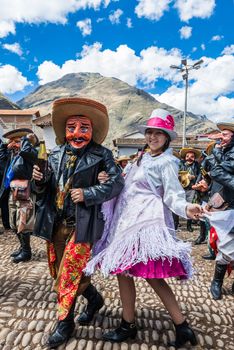 Pisac, Peru - July 16, 2013: Virgen del Carmen parade in the peruvian Andes at Pisac Peru on july 16th, 2013