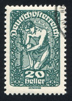 AUSTRIA - CIRCA 1919: stamp printed by Austria, shows Man and flower, circa 1919